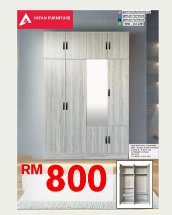 WARDROBE 4 DOORS WITH MIRROR + TOP PANEL