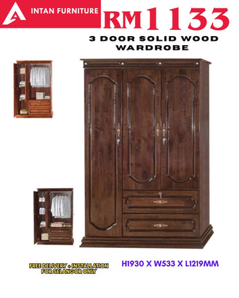 02_WARDROBE 3 DOOR SOLID WOOD