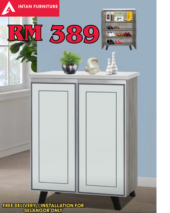 01_2 DOOR SHOE CABINET WITH GLASS DOOR