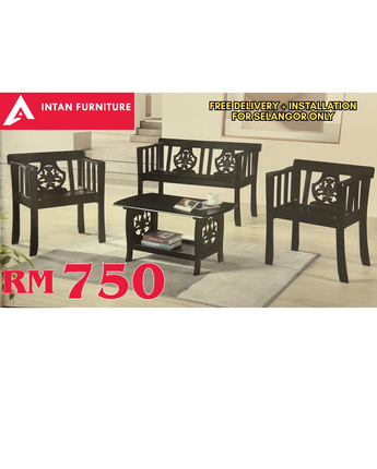 WOODEN SOFA SET 1+1+2 WITH COFFEE TABLE