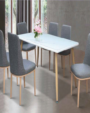 Intan Carrara (1+6 Glass Dining Table)